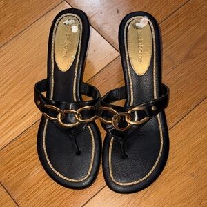 Liz Claiborne Black Sandals with Chain Detail